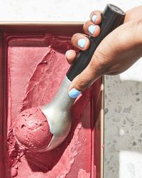 ice cream scoop in hibiscus sherbet