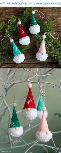 Pom Pom Gnome Ornaments - Lia Griffith - www.liagriffith.com #diyinspiration #diychristmas #diyholiday #diyholidays #diyornaments #diyproject #Homedecor #decorideas #Christmas #Christmas Tree #ChristmasTime #ChristmasDIY #DIY