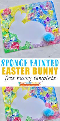 Sponge Painted Easter Bunny Craft with free printable - HAPPY TODDLER PLAYTIME