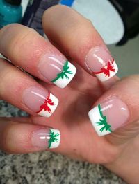 To make the bows, just paint two sideways hearts in the middle of your french.... Christmas Nail Art 2013 | Crystal Nail Art Rhinestones | Crystal Nail Art Designs | Easy christmas nail designs...........