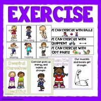 Exercise Unit Resources & Activities for 3K, Pre-K, Preschool & Kindergarten! Teach your little ones all about types of exercise, exercise equipment and how exercise helps us stay strong and healthy! This resource includes real visuals and clip art images that portray different types of exercise, equipment, sports, and more. This resource includes letter, number, writing and sorting activities to engage your kiddos in all things exercise.