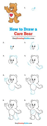 How to Draw a Care Bear. Easy to Draw Art Project for Kids. See the Full Drawing Tutorial on https://easydrawingguides.com/how-to-draw-a-care-bear/ .