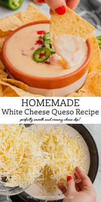 Make this white cheese queso recipe to bring the Mexican restaurant home. It's easy as can be, requires only a handful of ingredients, and turns out perfectly every single time!