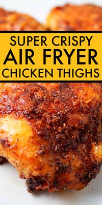 If you want crispy air fryer chicken thighs with a flavor that will knock your socks off, try this air fryer chicken thighs recipe! It's the easy dinner recipe you need in your life. Serve it with your favorite sides for a complete family meal!