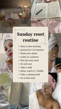 Sunday reset routine for you! / Reset day, sunday reset aesthetic wallpaper, self care, self care wallpaper, life reset checklist, reset day checklist, reset routine, life reset checklist, collage aesthetic, unday reset checklist, that girl aesthetic, that girl lifestyle #reset #sundayreset #healthyliving