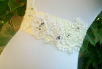 French Alencon Lace Bridal Sash, Beaded Ivory #Wedding Sash  I love this combination of different laces!