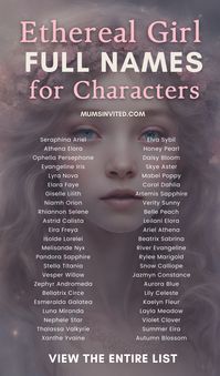 Looking for the perfect ethereal name for your book characters or kids? This is a huge list full of gorgeous celestial, angelic names that are magical. Find rare, divine, aesthetic, pretty, & whimsical baby names that are romantic. Use these mythological names as writing inspiration for your fantasy, historical, or fairy stories. Whether you need character names, baby names, or beautiful & unique female names. Get writing inspo for your Wattpad books with this list of ethereal girl names.