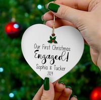 Personalized Our First Christmas Engaged Christmas Ornament, Custom Christmas Ornament, Engagement Gift, Christmas Gift for Engaged Couple by VegetableLane on Etsy