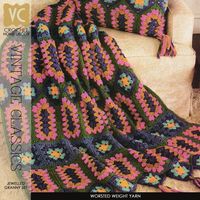 "VINTAGE 70's CROCHET  | Home Decor \"Jewelled Granny Set\" Afghan and Pillow | PDF Instant Upload Pattern  A SCANNED, REFORMATTED and ENHANCED COPY of a Vintage Home Decor \"Jewelled Granny Set\" Afghan and Pillow designed in the 70's.  A lovely design of granny squares and oblongs with decorative tassels can be shaded in jewel tones or rustic natural tones - you make the choice for your decor.  FINISHED SIZES Pillow -  46x60cm(18x24in) Afghan - 122x158cm (48x62in) Approximately 8 100g/3.5oz ba