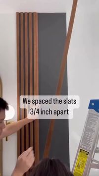 DIY Affordable Wood Slat Accent Wall || Cost Breakdown: Sanded Plywood - $25, Stain - $7