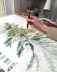 Painting a Pair of Pine Trees with Watercolor – Kim Everhard Art