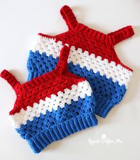 Patriotic Granny Stitch Crochet Tank Top