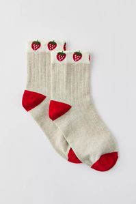 Strawberry Colorblock Crew Sock | Urban Outfitters