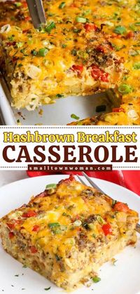 Need an easy Christmas morning breakfast you can make ahead? Put this breakfast casserole recipe on your holiday brunch ideas! Loaded with sausage, vegetables, eggs, and cheese, this hashbrown casserole is perfect for a crowd!