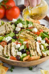 Greek Salad with Chicken makes for a delicious light meal that everyone will love! The flavors of this recipe are perfection.