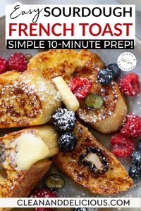 Sourdough French Toast is such a delicious breakfast treat! It’s easy to make by dipping thick cut sourdough bread in the most delicious homemade cinnamon-flavored custard. This easy French toast recipe promises to make any morning extra special – perfect for weekend breakfast or a special occasion brunch! Make this Easy Sourdough French Toast! | @danispies