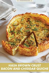 Our Hash Brown Crust Bacon and Cheddar Quiche is a fun twist on a traditional quiche. It has a crispy hash brown crust! This is a crowd pleaser, and easy on you too because you can make it ahead!