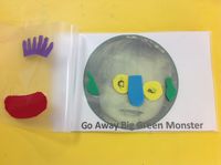 Retell Go away big green monster use your own pictures, sticker foam sheets and clear plastic paper protectors. Great for story recall, color identification, and putting facial features in correct spaces.