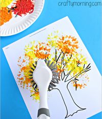 painting with a dish brush for fall