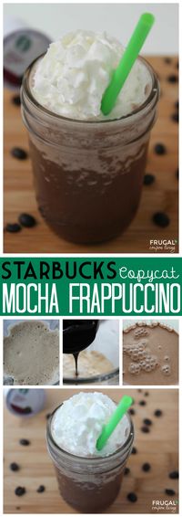 Copycat Starbucks Mocha Frappuccino and more Starbucks Copycat Recipes including Drink and Snacks on Frugal Coupon Living.