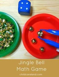 Jingle bell math game. Easy to set up and can be done as either a group game or individual play. Also great for fine motor skills development.