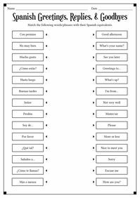 Spanish Greetings and Farewells Worksheet