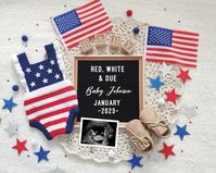 4th of July Pregnancy Announcement Digital, Patriotic Baby Announcement, 4th of July Baby Announcement Editable Digital Template - Etsy