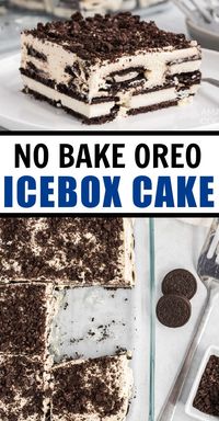 This easy summer dessert recipe is made with only four simple ingredients – chocolate Oreo cookies and homemade, sweetened whipped cream! Cookies and cream never tasted so good. #oreo #iceboxcake #nobake #nobakedessert #oreodessert #cookiesandcream #dessert #onepandessert #amandascookin