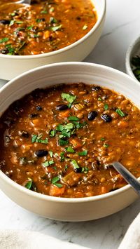 This black bean and lentil soup is packed with nourishing ingredients and is a must-make on cold days! It is perfect for loading up on nutritious vegetables, fiber, and protein. Plus, it's super flavorful and very easy to make.