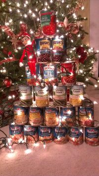 Host a Food Drive. This can be done with a church or community group or we like this family idea – Elf with a note that says, “Let’s take these to the food bank!” plus 25 Christmas Traditions to Start Right Now on Frugal Coupon Living!