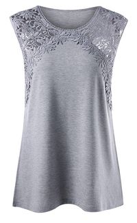 Plus Size Lace Panel Longline Tank Top