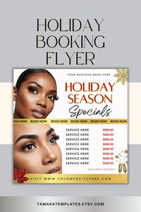 🎄 Make this holiday season unforgettable for your clients with a stunning Canva editable flyer template designed just for lash techs! 

This holiday booking flyer features an elegant white and gold aesthetic with room for 2 photos and a customizable sale price list. Perfect for promoting your Lash Tech Christmas Sale and showcasing your holiday specials in style. 

Easy to edit and tailor to your brand for the festive season! 🎁 Download today and make it your own!