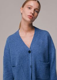 Buy Blue Twin Pocket Cardigan | WHISTLES whistles.com. Crafted from responsibly sourced wool, this cardigan is an enduring wardrobe staple.