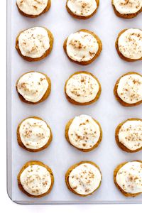 Pumpkin Cookies with Cream Cheese Frosting - Gimme Some Oven