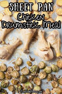 These sheet pan chicken drumsticks dinner with potatoes and brussels sprouts are so easy to make. This easy sheet pan recipe is perfect for a weeknight dinner!