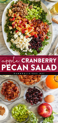 Looking for Thanksgiving side dish ideas? Here's a Thanksgiving salad! All tossed in a sweet and tangy dressing, this Apple Cranberry Pecan Salad is bright and refreshing. Put this fall salad recipe on your Thanksgiving dinner menu!