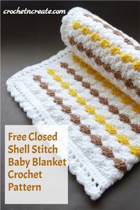 Free closed shell stitch baby blanket crochet pattern. #crochetbabyblanket #crochetblanket