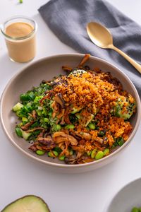 Crispy Rice Salad with Gochujang Mushrooms