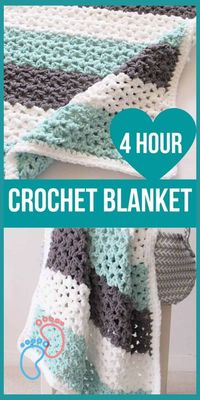 This free crochet baby blanket pattern can be worked in just 4 hours. The pattern is beginner friendly and quick to work up. Chunky and lacy, you cannot go wrong with this afghan #crochetblanket, #freecrochetblanket, #bernatbalnketyarnpattern, #crochetbabyblanket