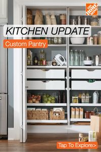 Make meal times easier and upgrade your kitchen with a custom pantry storage solution designed just for you. Expert design consultants at The Home Depot will help create an organized, clutter-free space that enhances your home decor while adding valuable functionality to the most important area in your home. Tap to learn more.