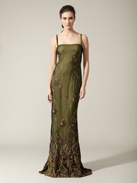 Tulle Embroidered Velvet Gown by Reem Acra