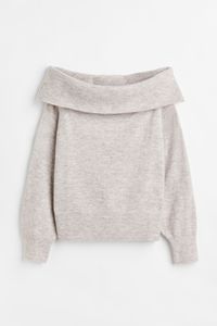 Off-the-shoulder Sweater - Light beige melange - Ladies | H&M US