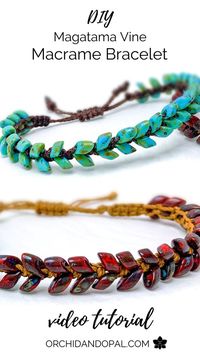 Visit to watch this beading tutorial where I'll show you how to make an easy beaded macrame DIY bracelet with the Long Magatama beads by Miyuki. We'll finish it off with a sliding adjustable square knot.