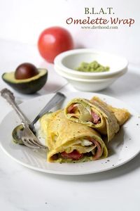 This B.L.A.T. Omelette Wrap is the perfect low carb recipe for breakfast, dinner or both! It's easy to make, and both healthy and delicious. Best of all, it's ready in just 20 minutes! #omeletterecipe #healthyomelette #healthybreakfastidea #lowcarbbreakfastidea