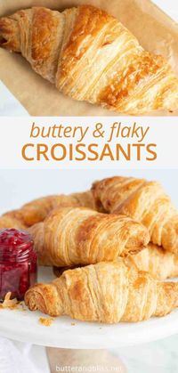 Homemade Classic Croissants - A recipe for breakfast croissants that are flaky, buttery, and go perfect with a cup of coffee or fresh jam! Recipe at butterandbliss.net | #homemadecroissants #bread