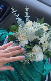 #seniorprom #darkgreennails #greenflowers #greendress #prom #flowers #bouquet #nails #schooldance #senioryear #aesthetic #darkgreen