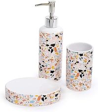 Amazon.com: Bodico 3-Piece Marble Terrazzo Print Bathroom Accessory Set, 8 x 7 inches, Orange : Home & Kitchen