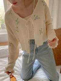 DAZY Knot Front Drop Shoulder Cardigan