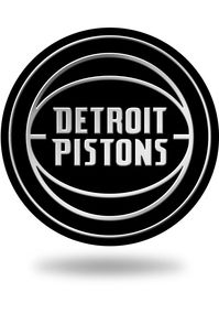 This Detroit Pistons Car Emblem features a team logo. Brushed metal team logo, Weather resistant, Easily apply and remove from any vehicle or hard surface, Dimensions: 3.5" x 5" (varies by design), Show your team spirit in style!, 1