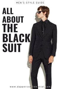 Read the article for how to shop for and style a black suit, including shirts that match and accessories. #man #guy